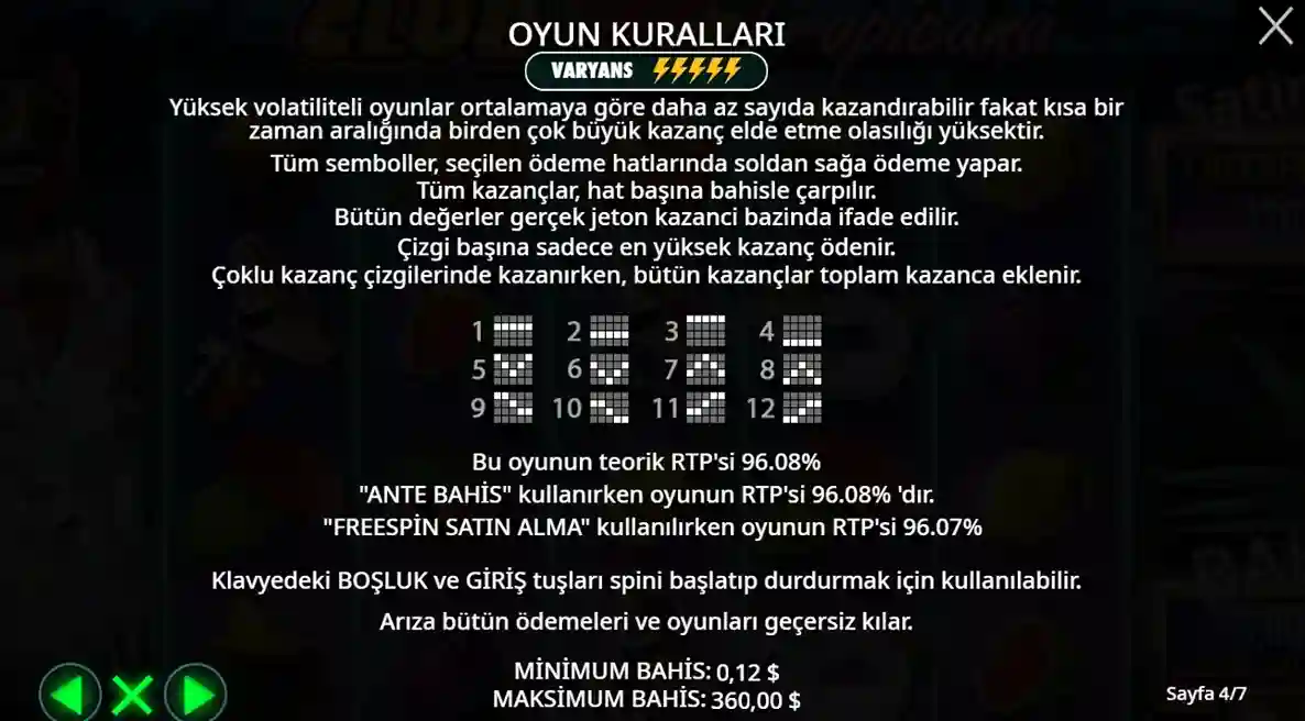 Yüksek volatilite ve kazanç fırsatları sunan oyun kuralları.